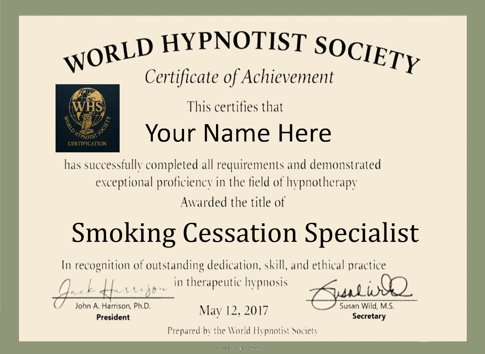 Smoking Cessation Certificate